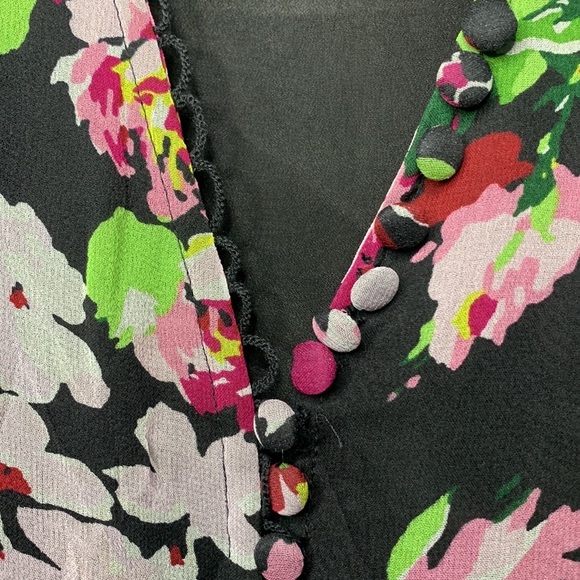 Equipment Natasha Button-detailed Floral-print Silk-georgette Mini Dress Black‎ - Picture 5 of 6